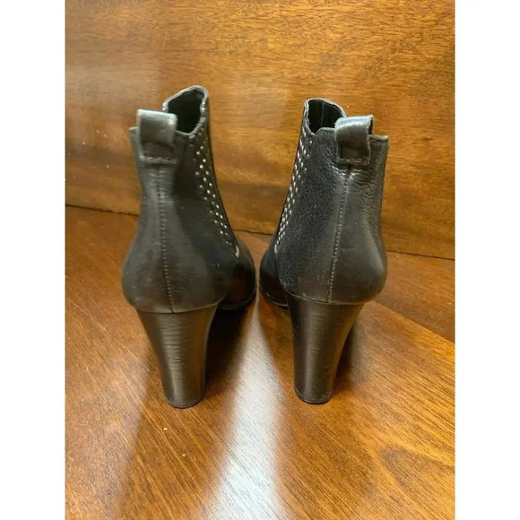 Antonio Melani Black Leather Studded Bootie Heels Women’s 9 Grunge Witch Biker - Picture 5 of 11